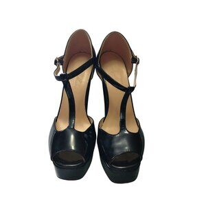 Onlymaker Women's EU39/US 9 Black Strappy Peep Toe Platform 6" Heels Goth Sexy